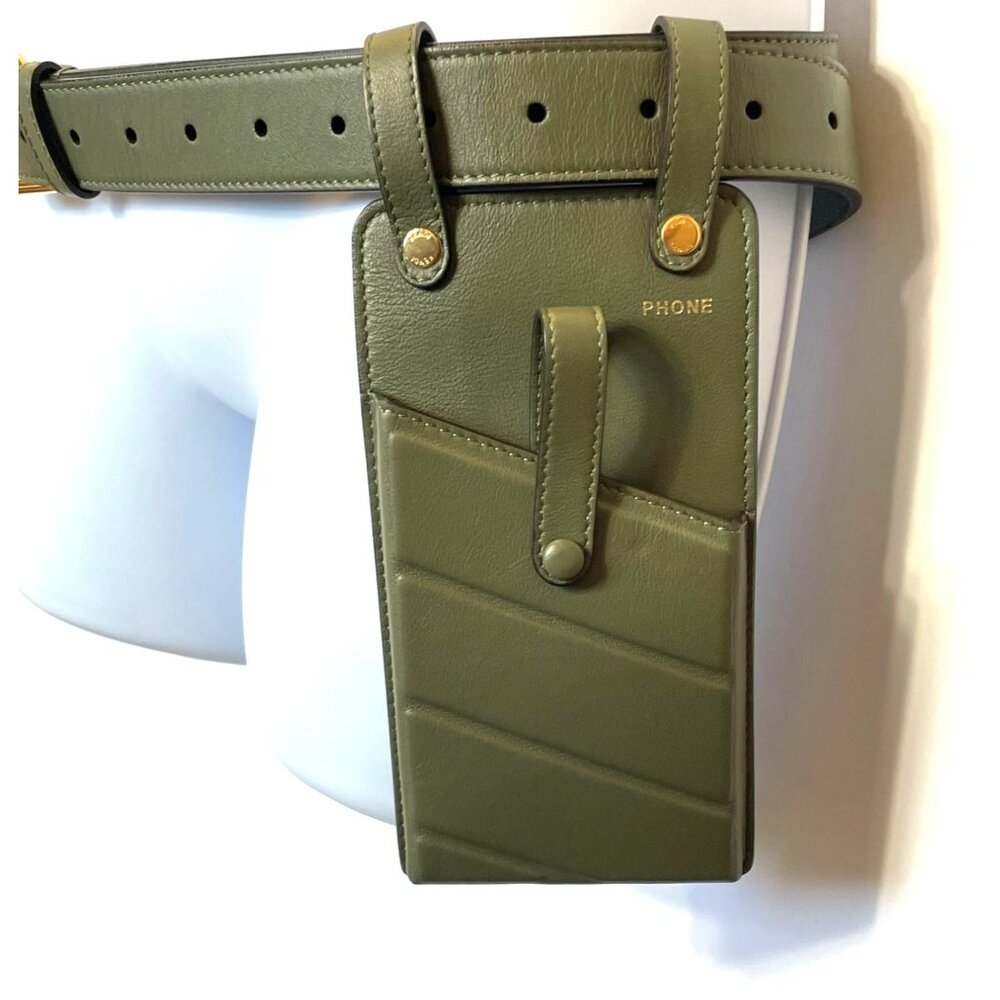 Fendi Vitello Glacier Utility Belt Olive Green Olive Green Leather Gold Accents - Picture 11 of 13